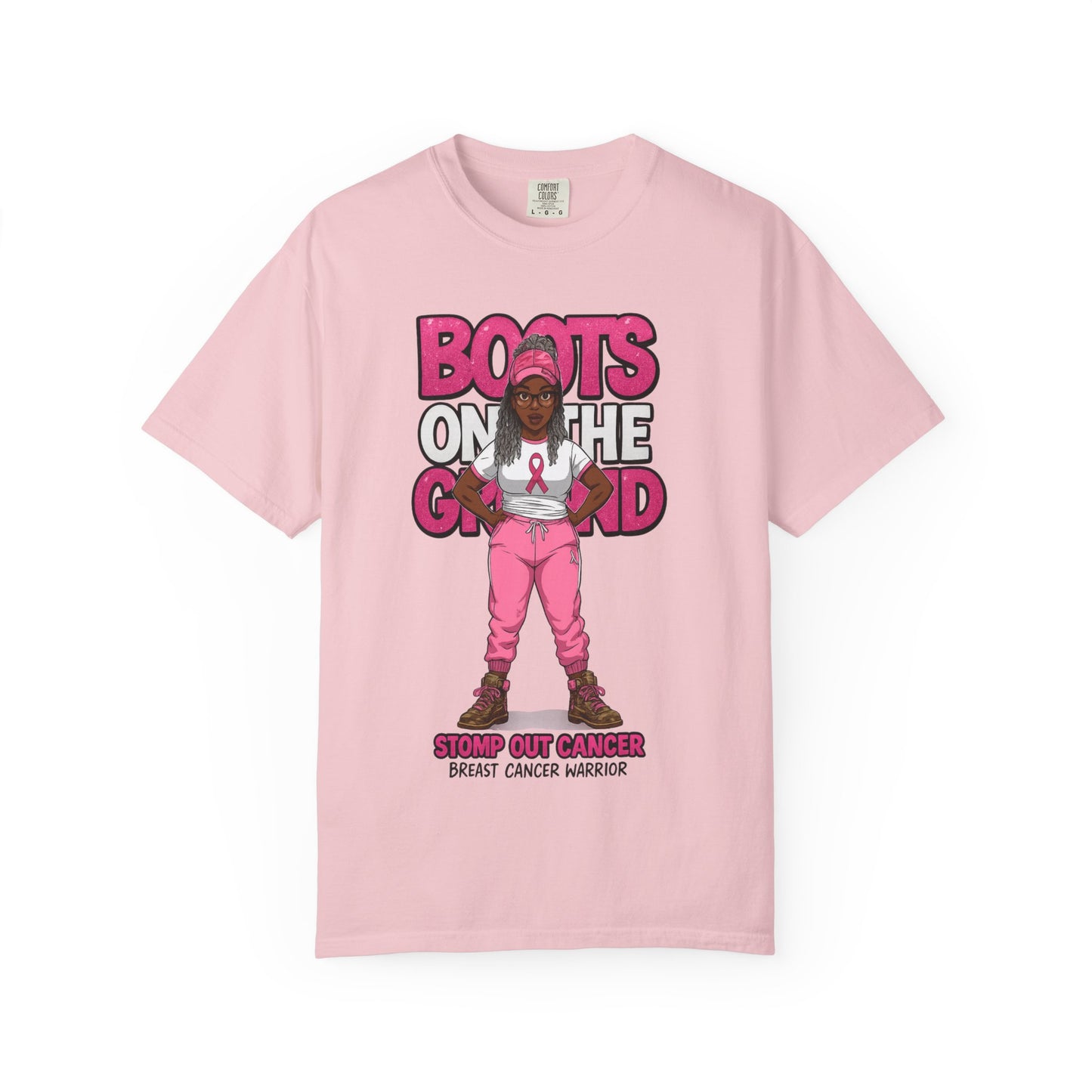 Boots on the Ground – Breast Cancer Warrior” Unisex Garment-Dyed T-Shirt