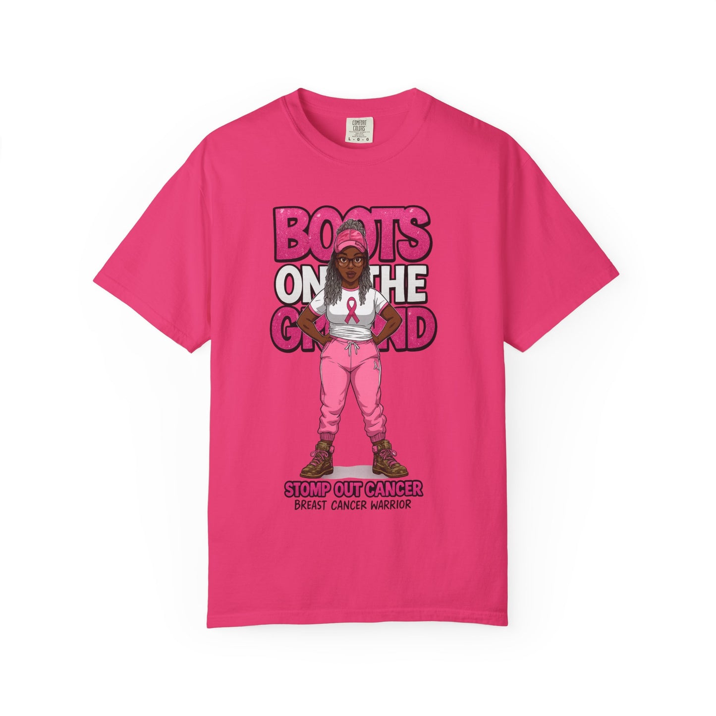 Boots on the Ground – Breast Cancer Warrior” Unisex Garment-Dyed T-Shirt