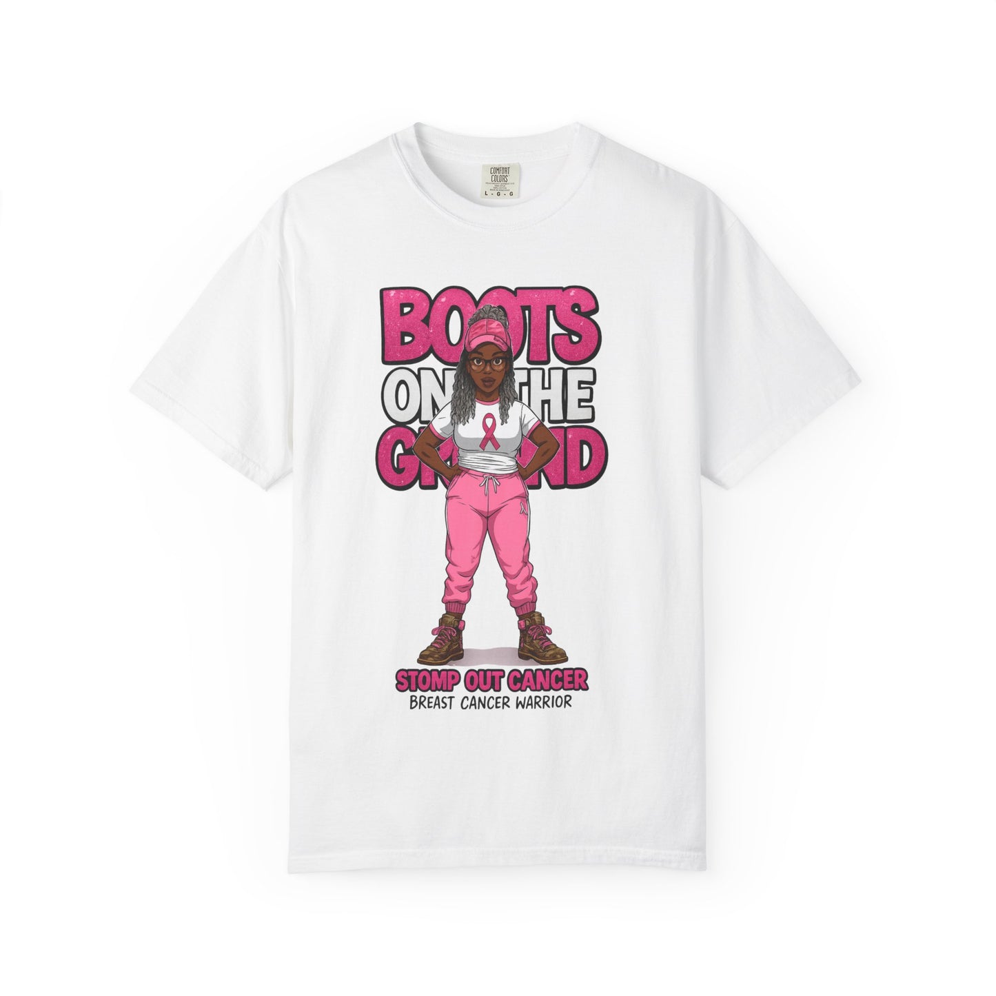 Boots on the Ground – Breast Cancer Warrior” Unisex Garment-Dyed T-Shirt