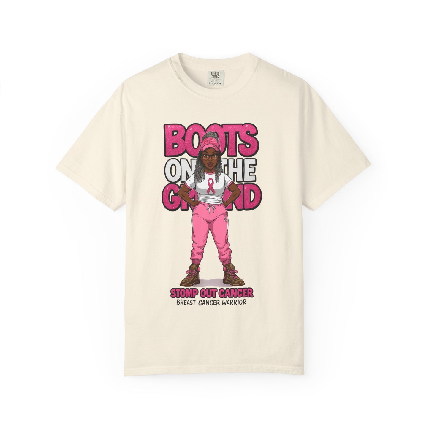 Boots on the Ground – Breast Cancer Warrior” Unisex Garment-Dyed T-Shirt
