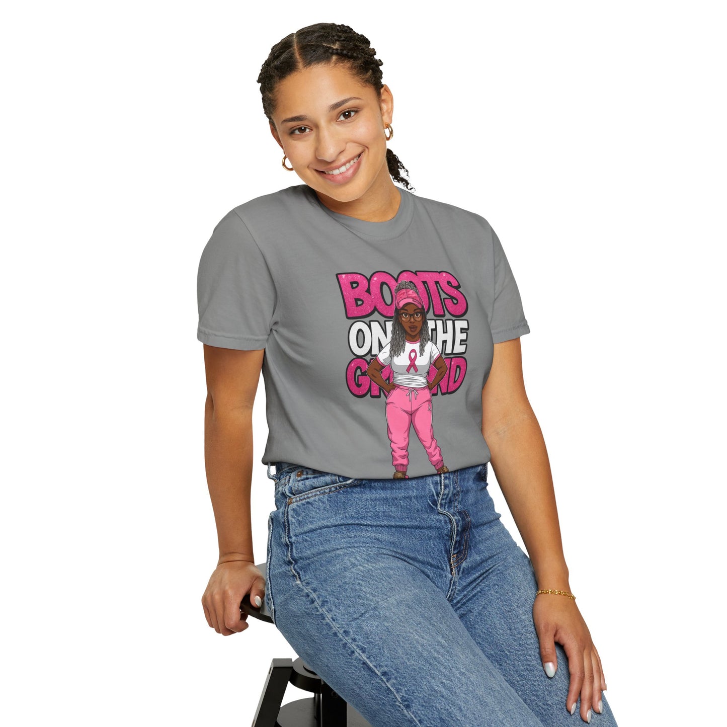 Boots on the Ground – Breast Cancer Warrior” Unisex Garment-Dyed T-Shirt