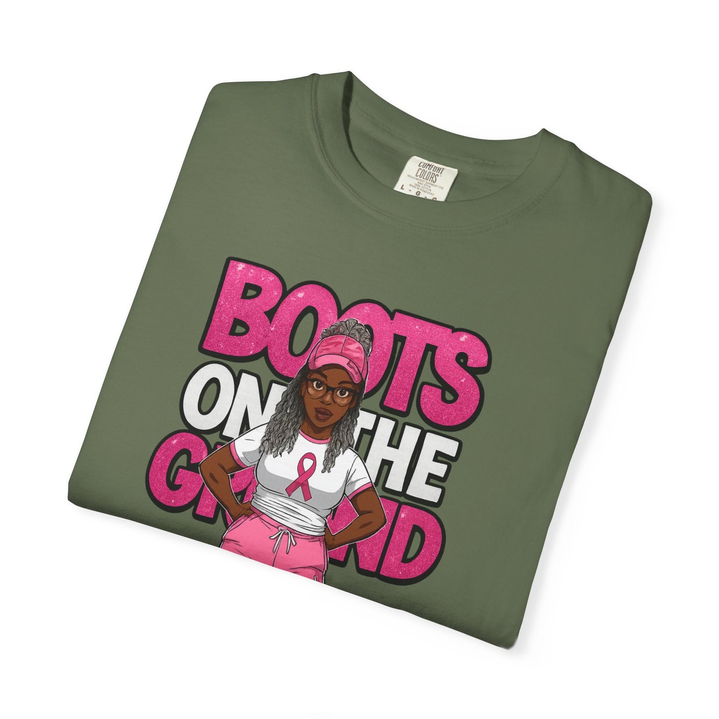 Boots on the Ground – Breast Cancer Warrior” Unisex Garment-Dyed T-Shirt
