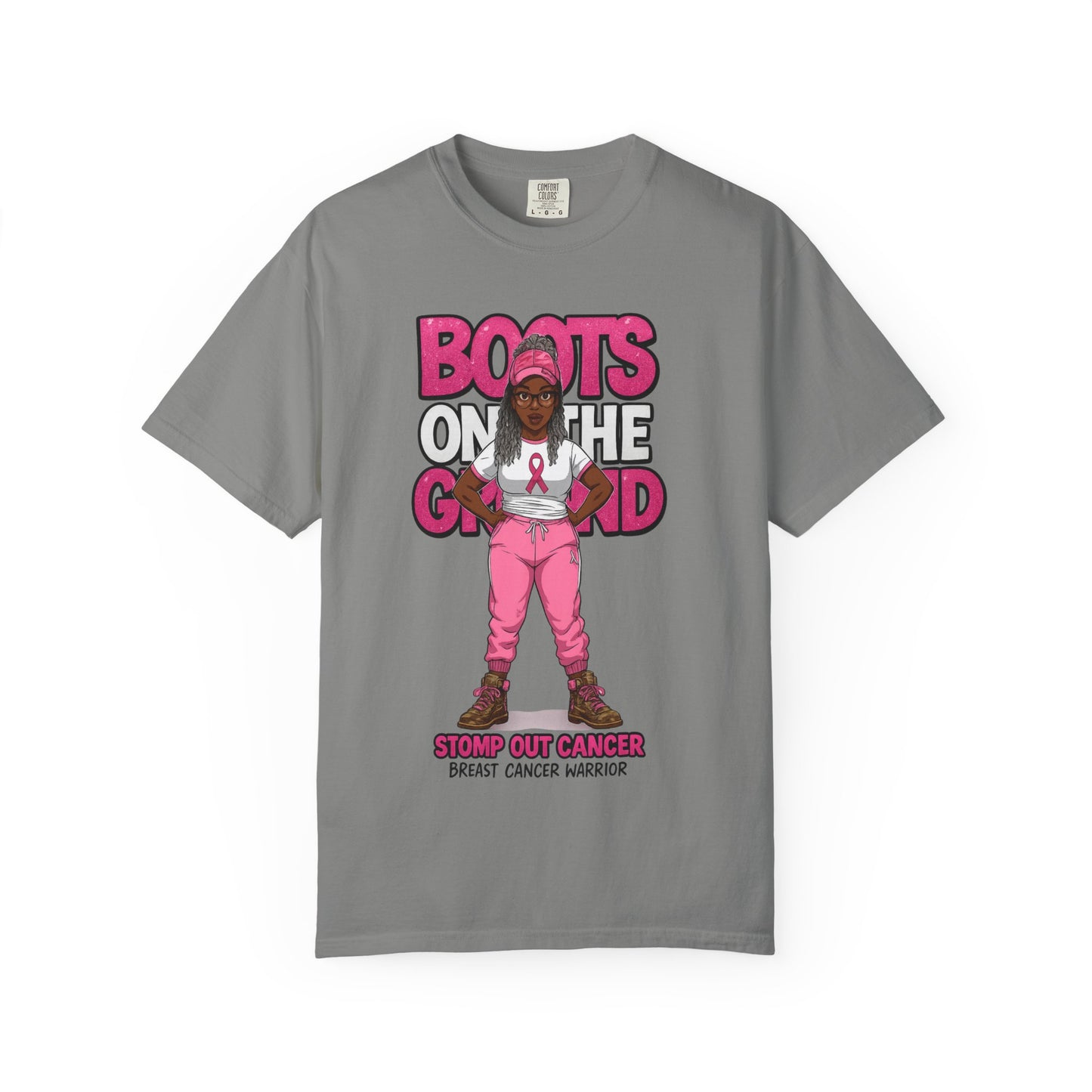 Boots on the Ground – Breast Cancer Warrior” Unisex Garment-Dyed T-Shirt