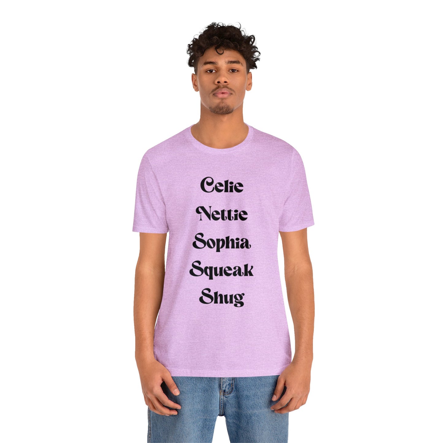 Alice Walker's iconic characters unisex Jersey Short Sleeve Tee-Black font