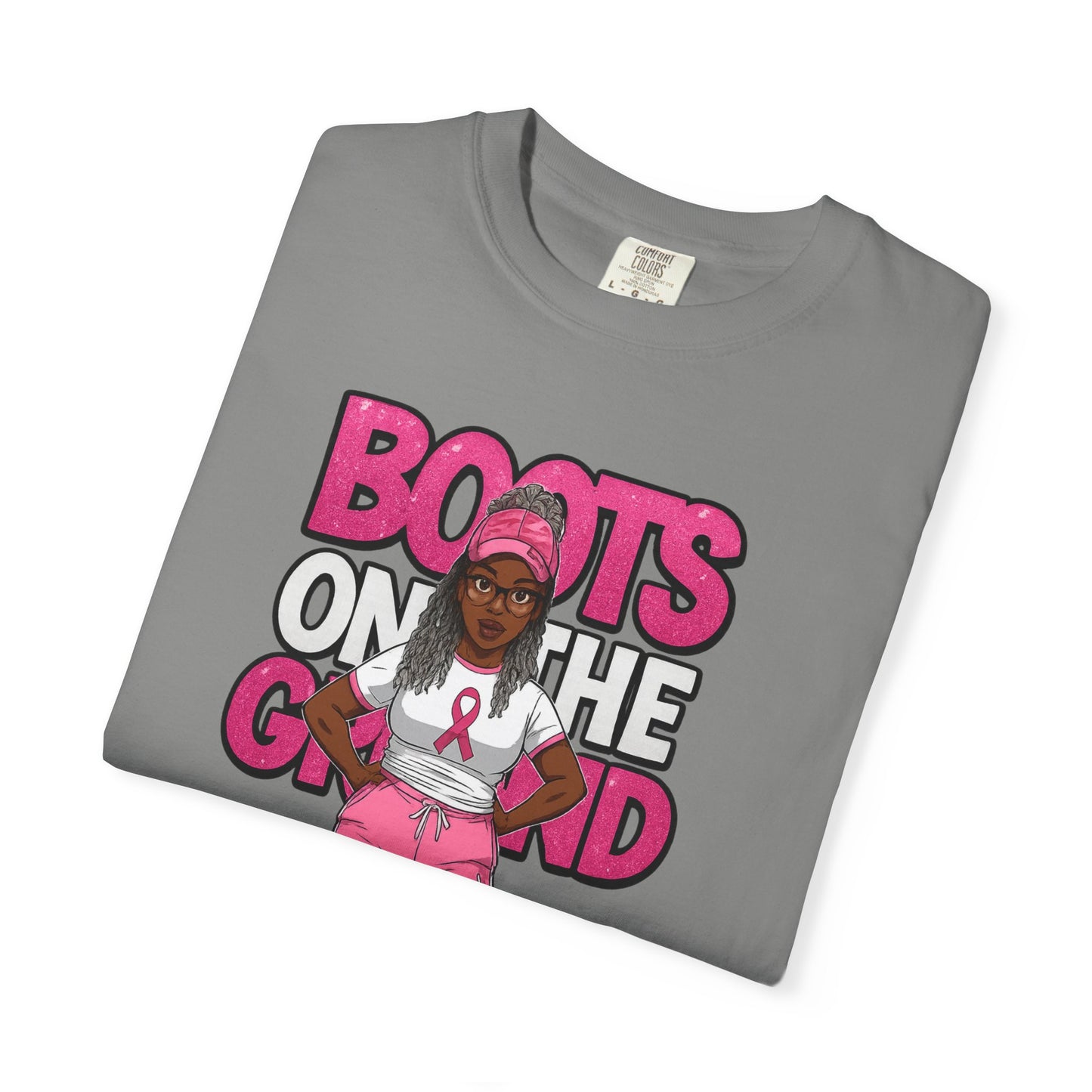 Boots on the Ground – Breast Cancer Warrior” Unisex Garment-Dyed T-Shirt