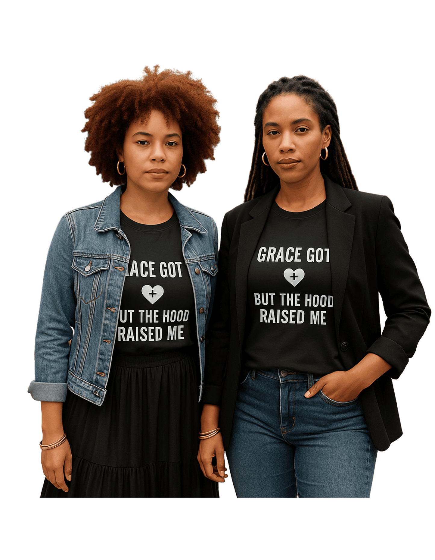 Grace Got Me, But the Hood Raised Me- Unisex Heavy Cotton T-Shirt