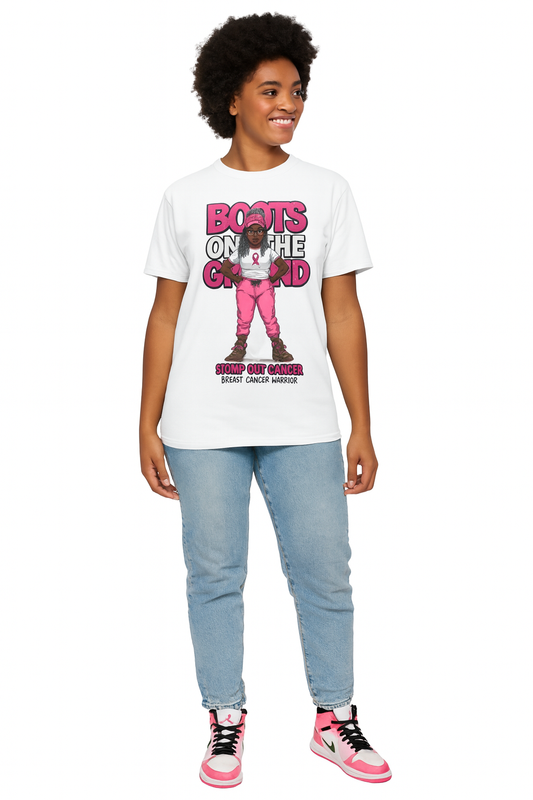 Boots on the Ground – Breast Cancer Warrior” Unisex Garment-Dyed T-Shirt