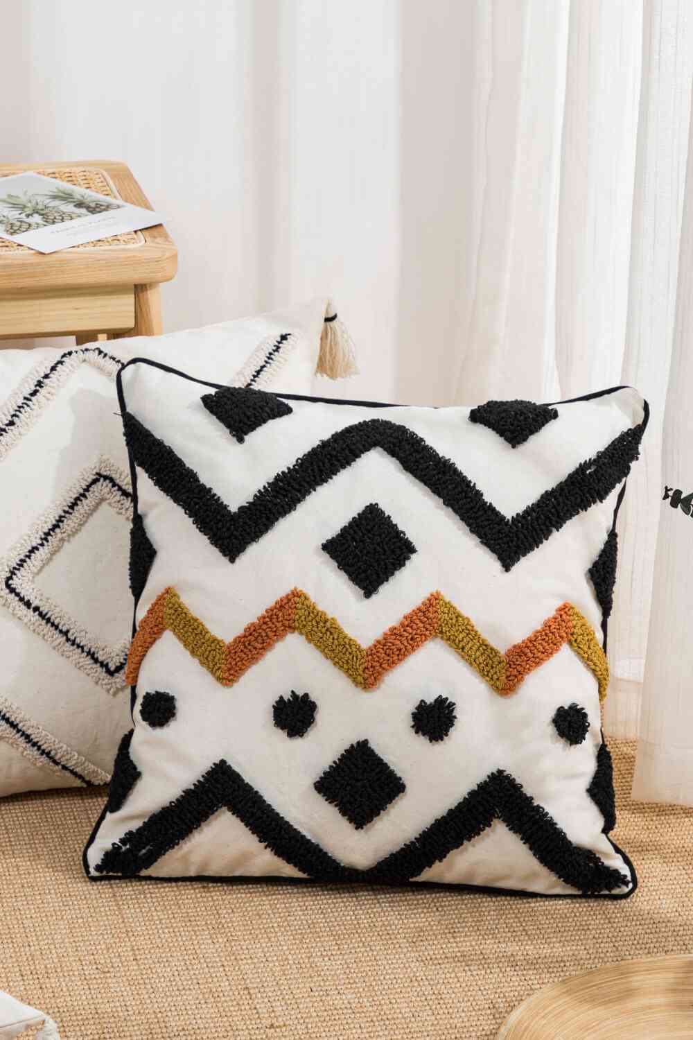 Geometric Embroidered Decorative Throw Pillow Case